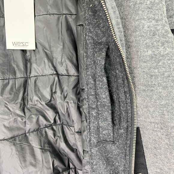 New WESC Bomber Jacket Warm Grey Flannel Unisex Men L / Women XL MSRP  $225 - Picture 8 of 10